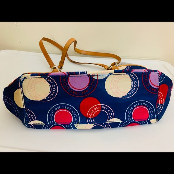 Coach Leah Blue Satin Polka Dot Bag Limited - Picture 5 of 10